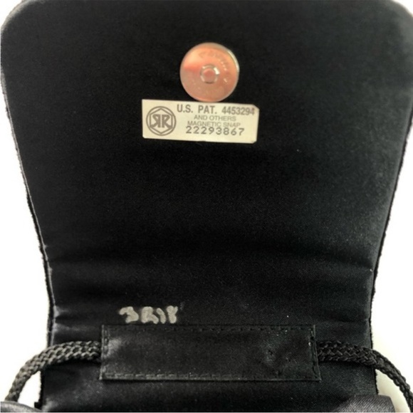 Vintage Evening Purse Black Velvet Rhinestone and Satin Crossbody Bag - Picture 12 of 13